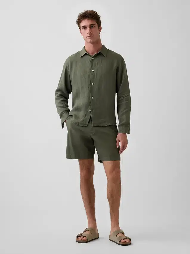 7,5" Shorts aus Leinen-Baumwoll-Mischung