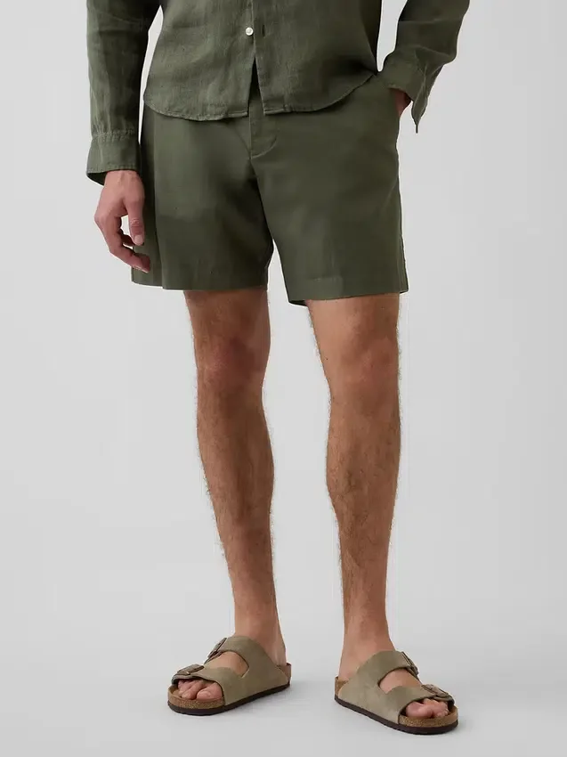 7,5" Shorts aus Leinen-Baumwoll-Mischung