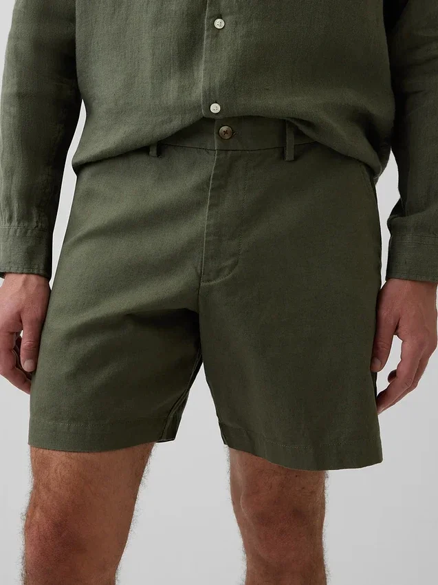 7,5" Shorts aus Leinen-Baumwoll-Mischung
