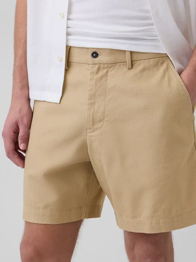 7,5" Shorts aus Leinen-Baumwoll-Mischung