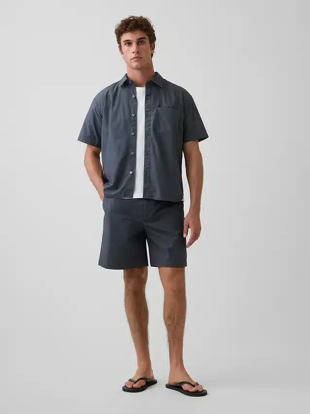 7" Poplin-Shorts in lockerer Passform