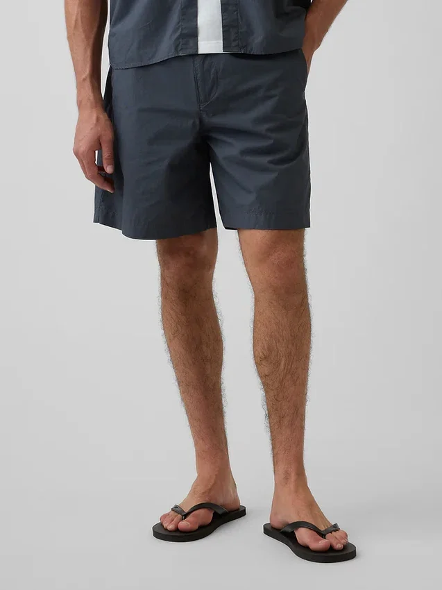 7" Poplin-Shorts in lockerer Passform