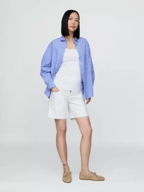7" Shorts für Umstandsmode aus Denim mit durchgehendem Einsatz