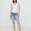 7" Shorts für Umstandsmode aus Denim mit durchgehendem Einsatz