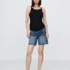7" Shorts für Umstandsmode aus Denim mit durchgehendem Einsatz
