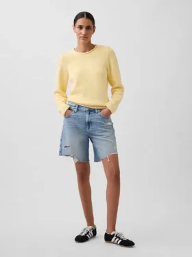 8" Bermuda-Shorts aus Denim mit mittlerer Leibhöhe und lockerer Passform