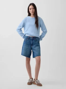 8" Bermuda-Shorts aus Denim mit mittlerer Leibhöhe und lockerer Passform