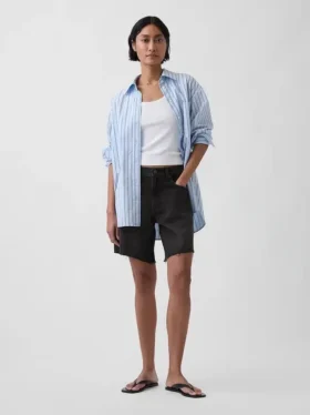 8" Bermuda-Shorts aus Denim mit mittlerer Leibhöhe und lockerer Passform