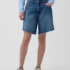 8" Bermuda-Shorts aus Denim mit mittlerer Leibhöhe und lockerer Passform