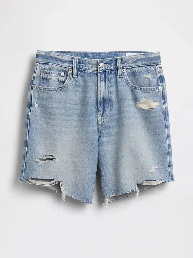 8" Bermuda-Shorts aus Denim mit mittlerer Leibhöhe und lockerer Passform