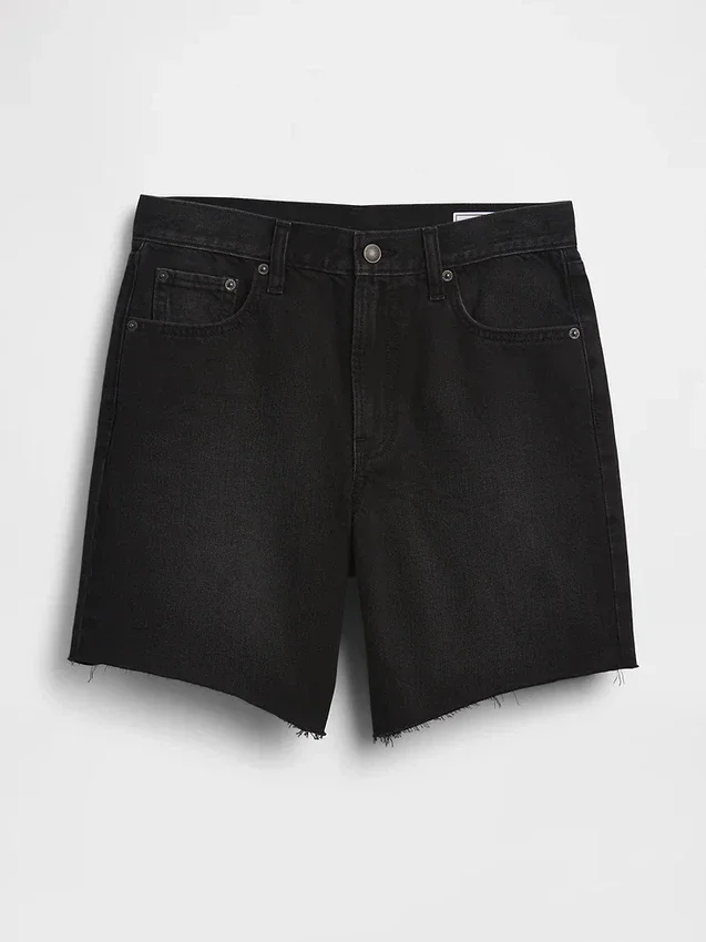8" Bermuda-Shorts aus Denim mit mittlerer Leibhöhe und lockerer Passform