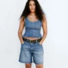8" Bermuda-Shorts aus Denim mit mittlerer Leibhöhe und lockerer Passform