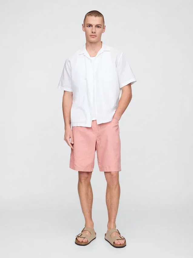 9" Easy-Shorts aus Leinen-Baumwolle