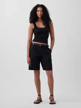 9" kurze Leinen-Mischung-Shorts mit niedriger Leibhöhe