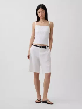 9" kurze Leinen-Mischung-Shorts mit niedriger Leibhöhe