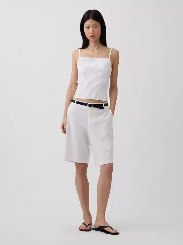9" kurze Leinen-Mischung-Shorts mit niedriger Leibhöhe
