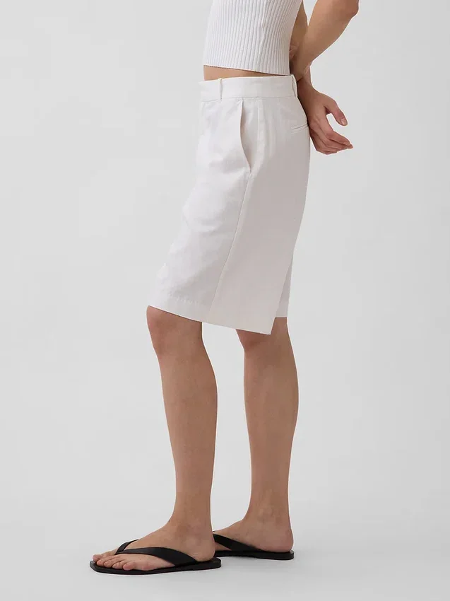 9" kurze Leinen-Mischung-Shorts mit niedriger Leibhöhe