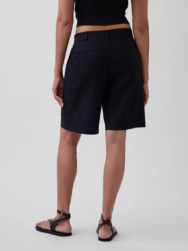 9" kurze Leinen-Mischung-Shorts mit niedriger Leibhöhe