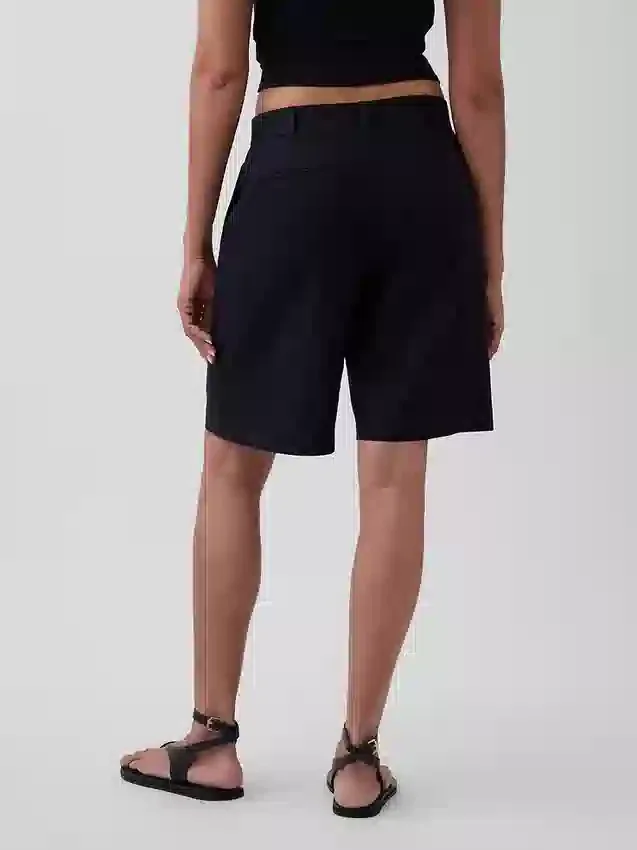 9" kurze Leinen-Mischung-Shorts mit niedriger Leibhöhe