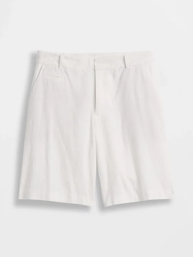 9" kurze Leinen-Mischung-Shorts mit niedriger Leibhöhe