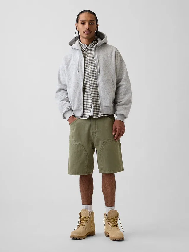 9" lockere Denim-Carpenter-Shorts