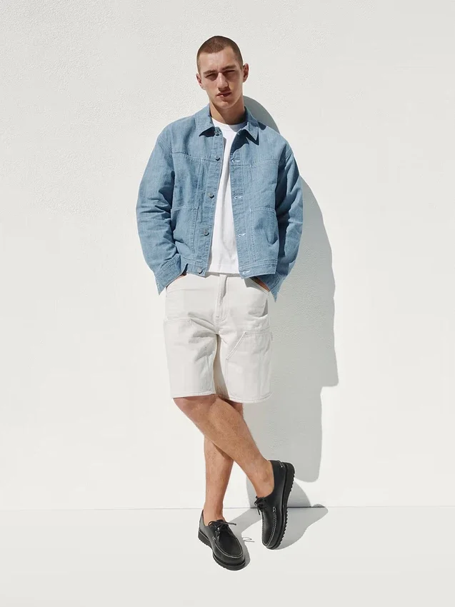 9" lockere Denim-Carpenter-Shorts