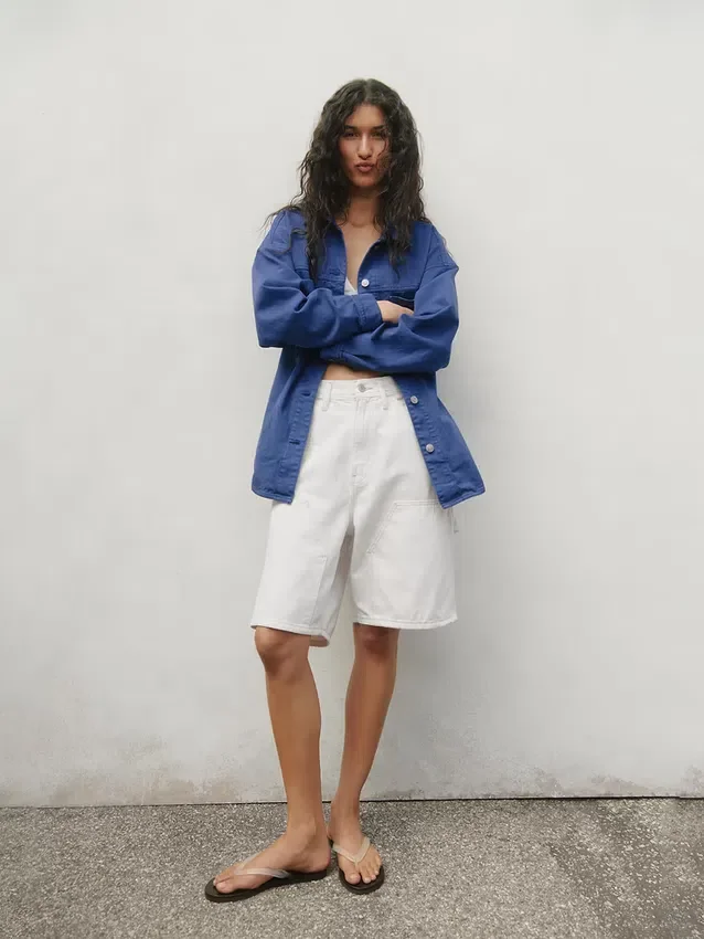 9" lockere Denim-Carpenter-Shorts