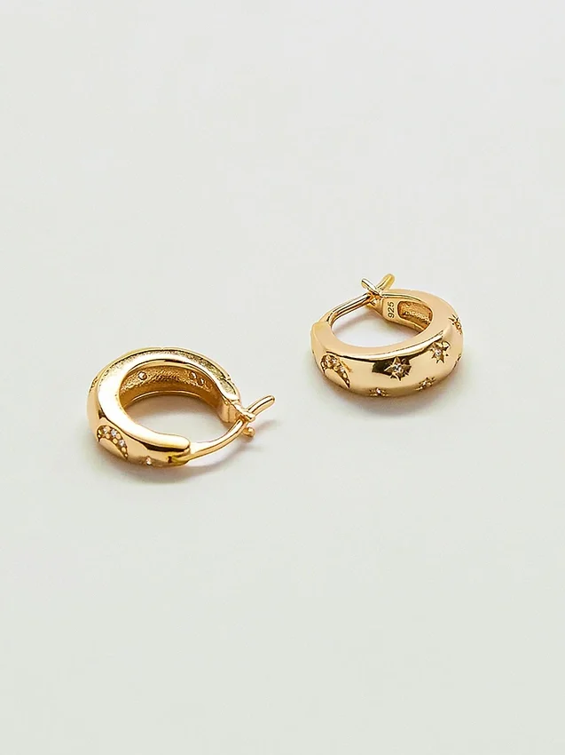 Admiral Row Gold-Creolen mit Mond und Stern