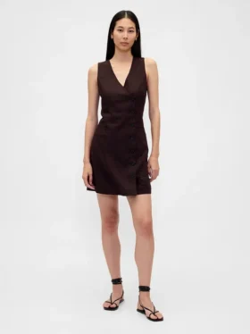 Asymmetrisches Minikleid aus Leinenmischung