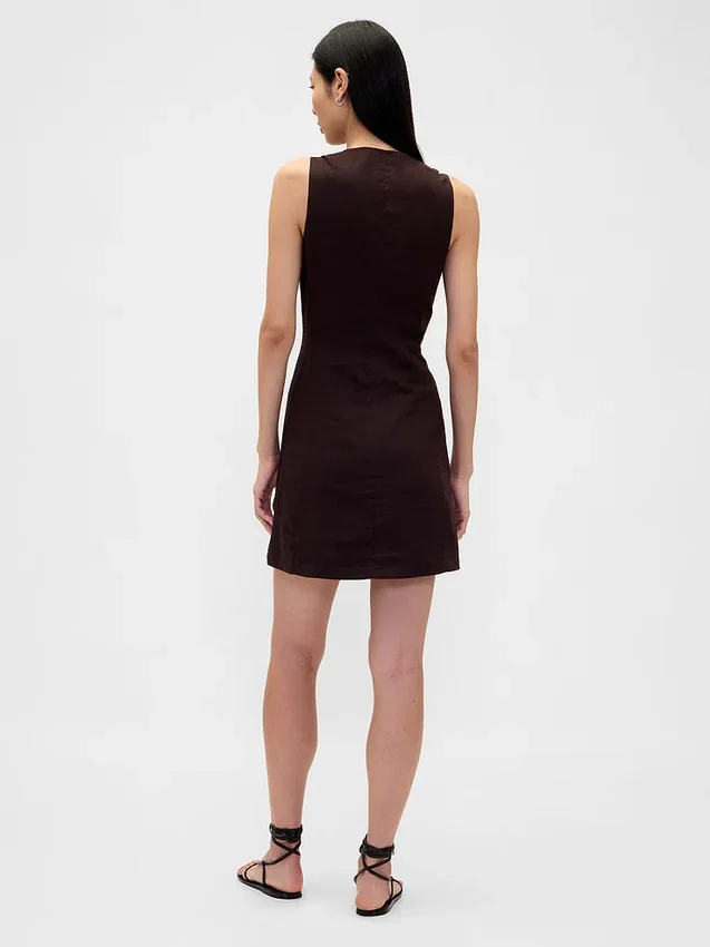 Asymmetrisches Minikleid aus Leinenmischung