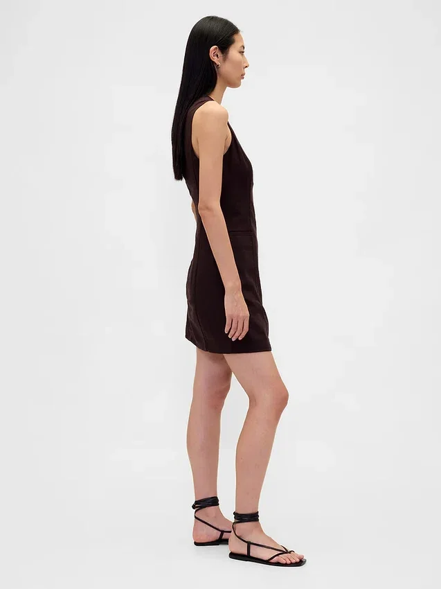 Asymmetrisches Minikleid aus Leinenmischung