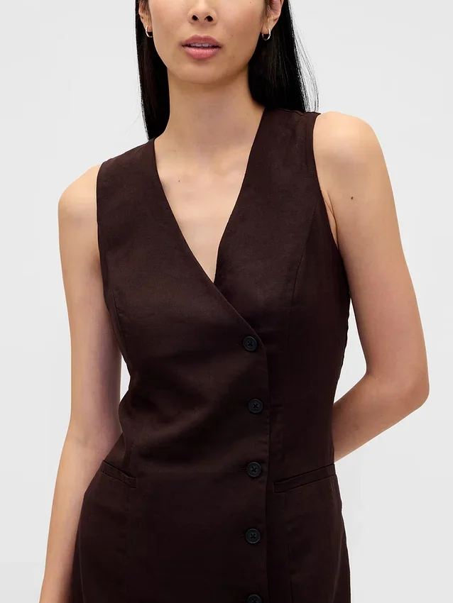 Asymmetrisches Minikleid aus Leinenmischung