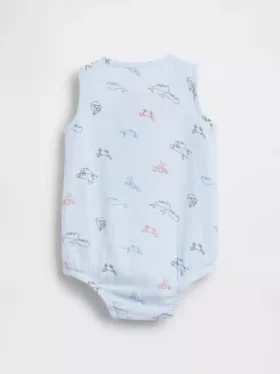 Baby-Body aus Baumwollgaze im Henley-Stil mit Tasche