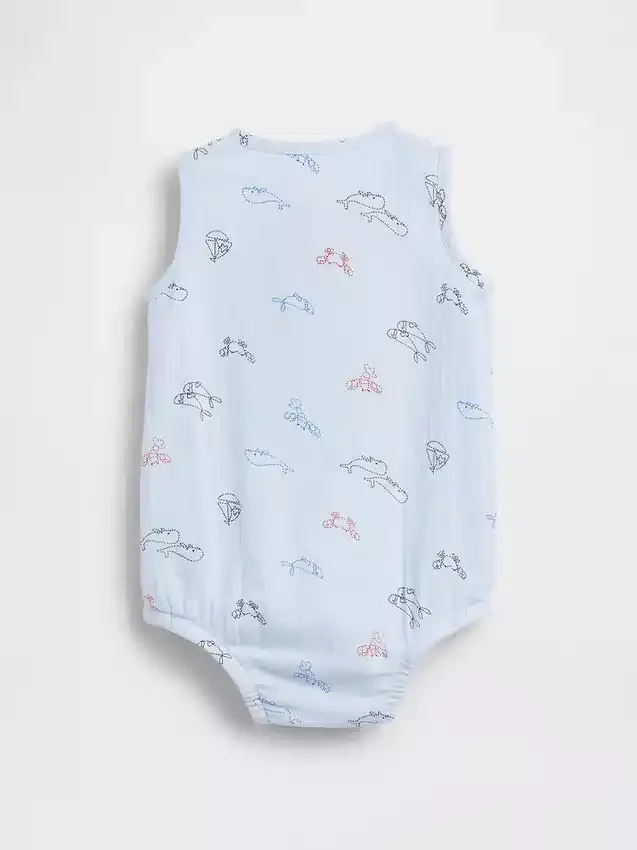Baby-Body aus Baumwollgaze im Henley-Stil mit Tasche