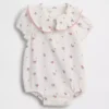 Baby-Body aus Baumwollgaze mit Blumenmuster und Kragen