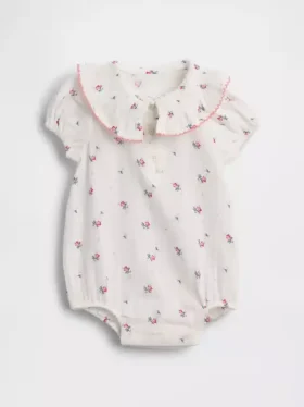 Baby-Body aus Baumwollgaze mit Blumenmuster und Kragen