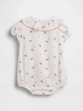 Baby-Body aus Baumwollgaze mit Blumenmuster und Kragen