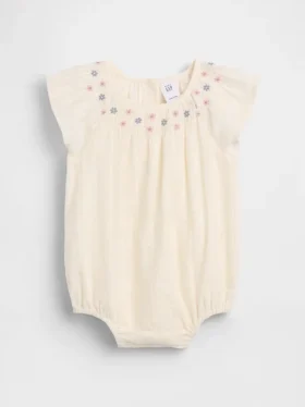 Baby-Body mit Smokarbeit und Blumenmuster