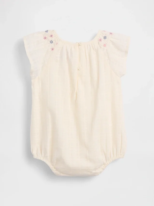 Baby-Body mit Smokarbeit und Blumenmuster