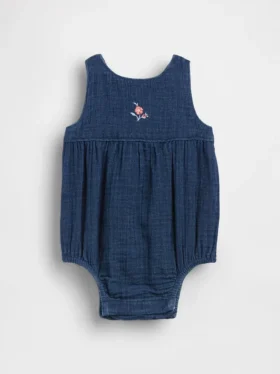 Baby-Bodys aus Baumwollgaze in Denim-Optik