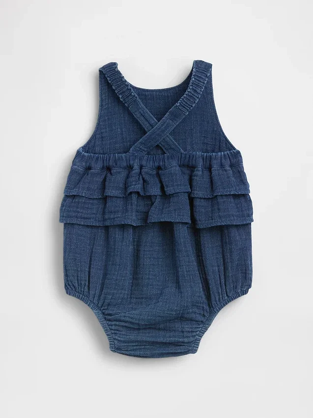 Baby-Bodys aus Baumwollgaze in Denim-Optik