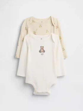 Baby-Bodys aus Bio-Baumwolle mit Brannan-Bär-Motiv (2er-Pack)