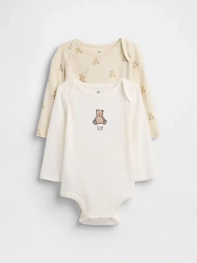 Baby-Bodys aus Bio-Baumwolle mit Brannan-Bär-Motiv (2er-Pack)