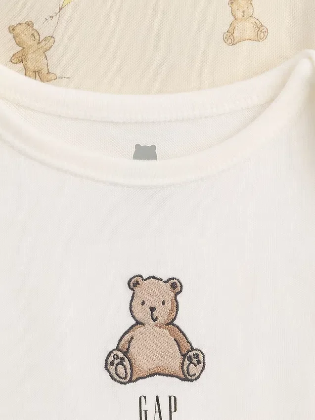 Baby-Bodys aus Bio-Baumwolle mit Brannan-Bär-Motiv (2er-Pack)