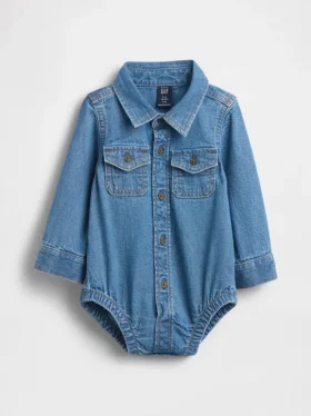 Baby-Bodys aus Denim mit Knopfleiste