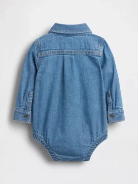 Baby-Bodys aus Denim mit Knopfleiste