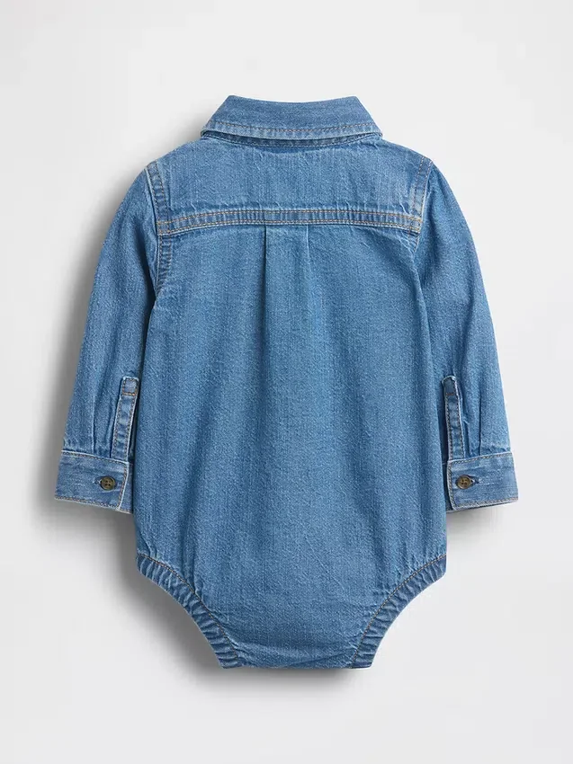 Baby-Bodys aus Denim mit Knopfleiste