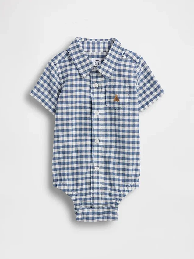 Baby-Bodys aus Oxford-Stoff mit Gingham-Muster