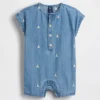 Baby-Denim-Einteiler mit gesticktem Brannan-Bären