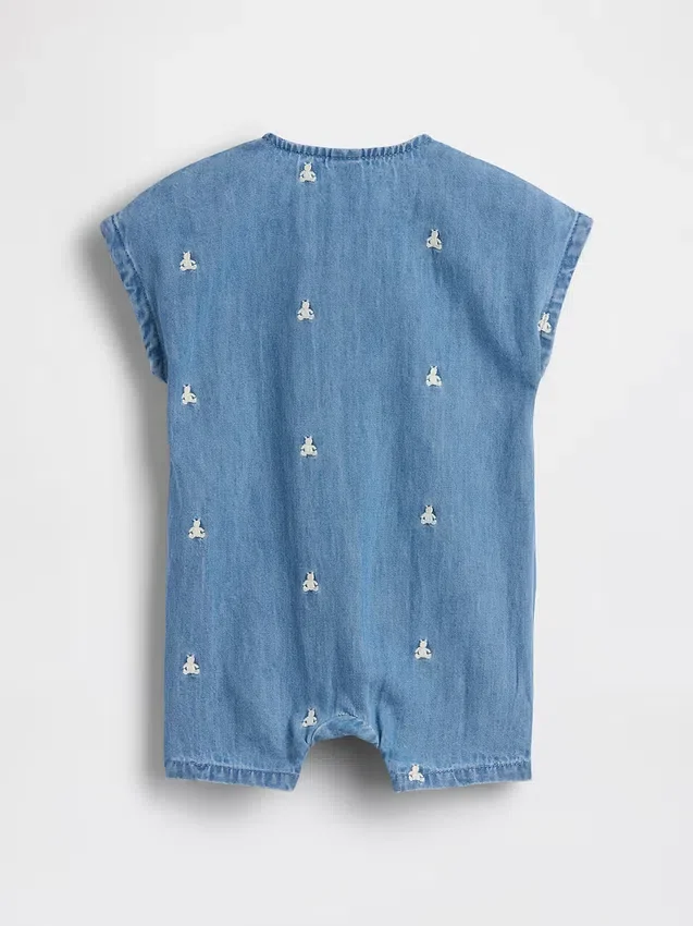 Baby-Denim-Einteiler mit gesticktem Brannan-Bären